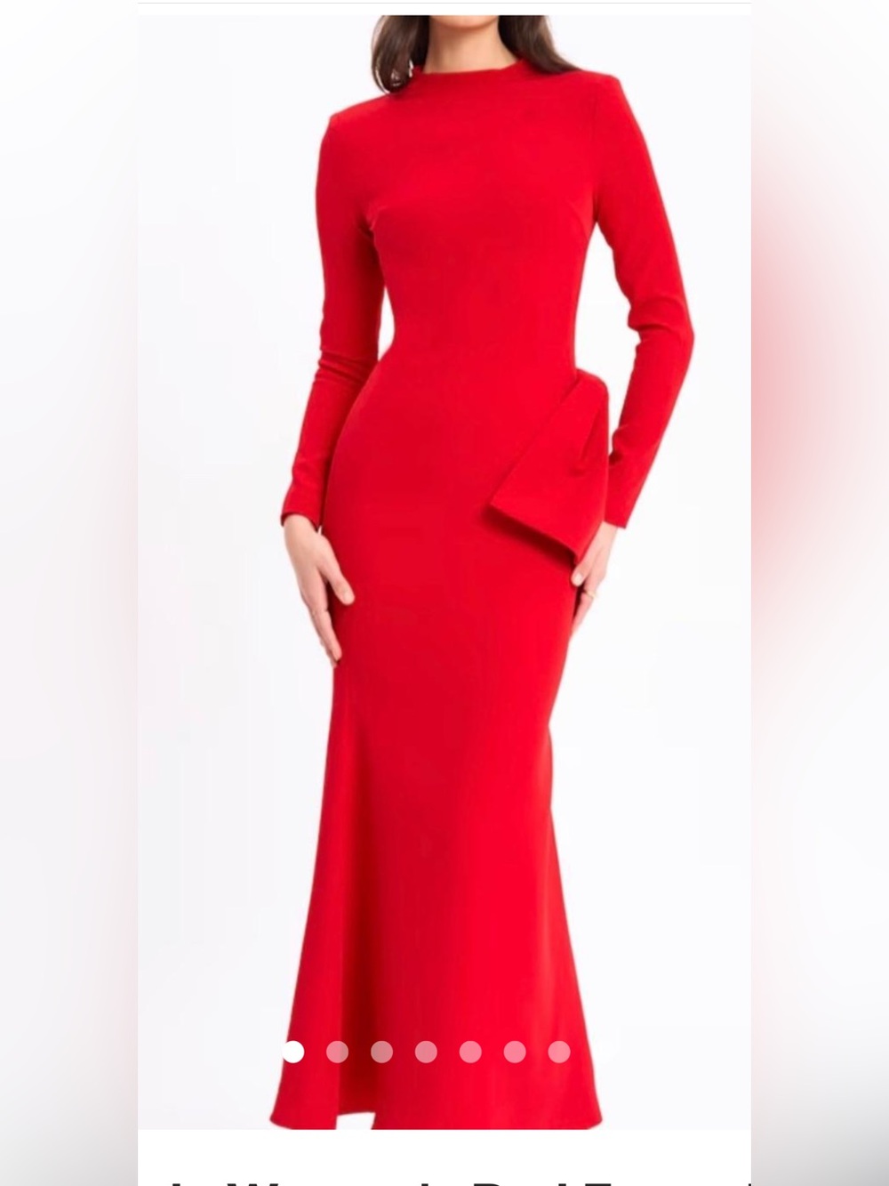 Red Long-Sleeve Fitted Evening Dress
